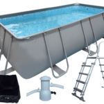 Basen Ogrodowy Corciano 400 x 200 x 99 cm Pompa drabinka + Pokrywa Stelażowy