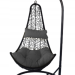 Fotel Wiszący Kokon KOSZ ŁEZKA CZARNY STELAŻ PODUSZKA ANTRACYT